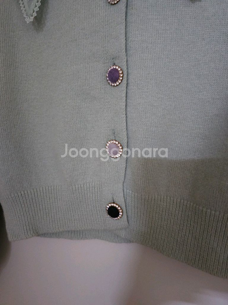 온앤온 레이스 칼라 앙고라 가디건 민트--2