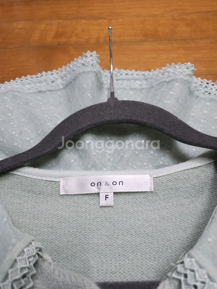 온앤온 레이스 칼라 앙고라 가디건 민트--5