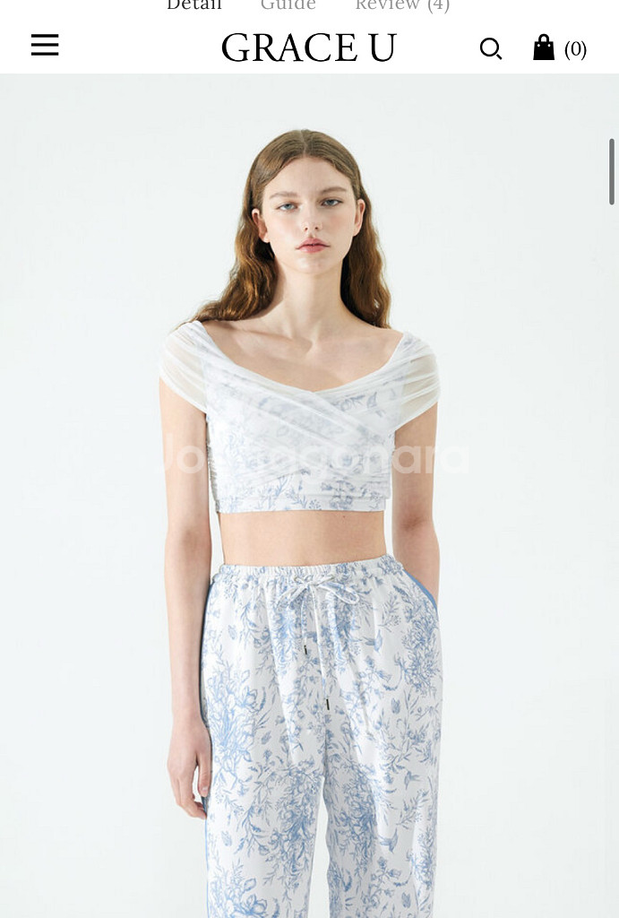 그레이스유 오프숄더 페리 탑 상의--0