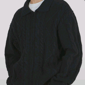 [미사용품] 카라 케이블 니트 집업