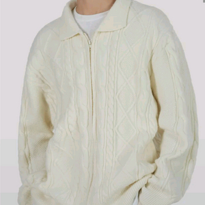 [미사용품] 카라 케이블 니트 집업