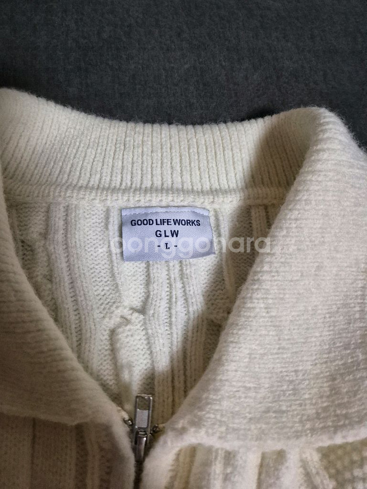 [미사용품] 카라 케이블 니트 집업--3