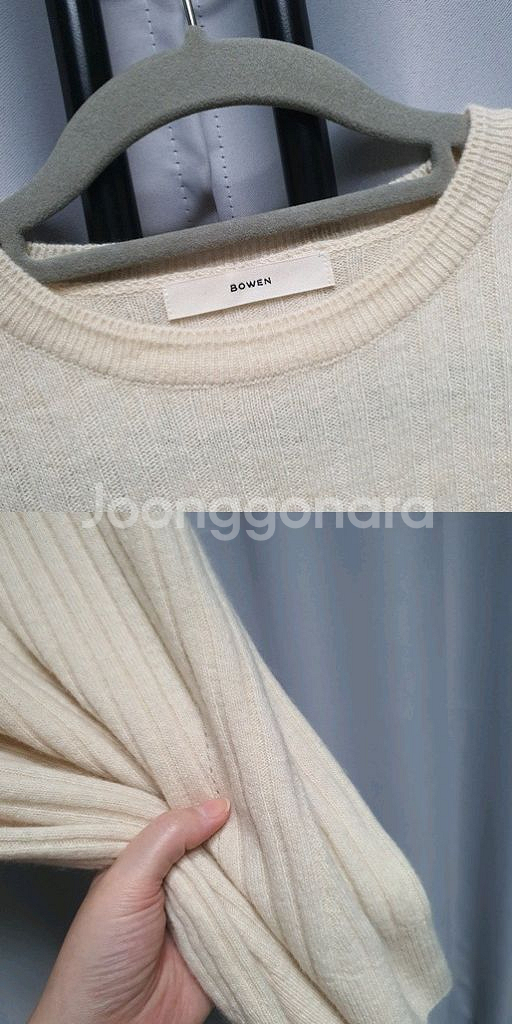 bowen 보웬 캐시 반팔 골지 니트--3