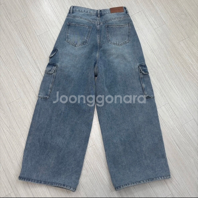 빈티지 워싱 데님 카고 와이드 팬츠 S--1