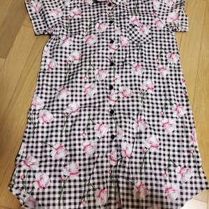 게스 체크 플라워 셔츠 원피스 90