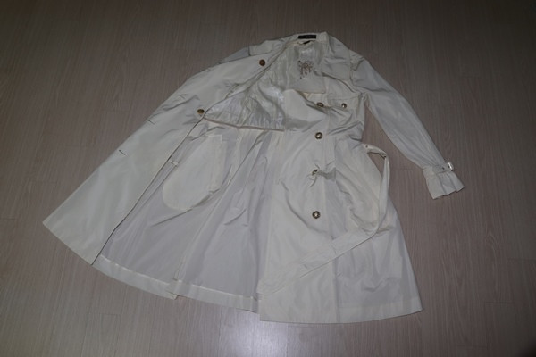 (55)닥스/아이보리 트랜치코트--6