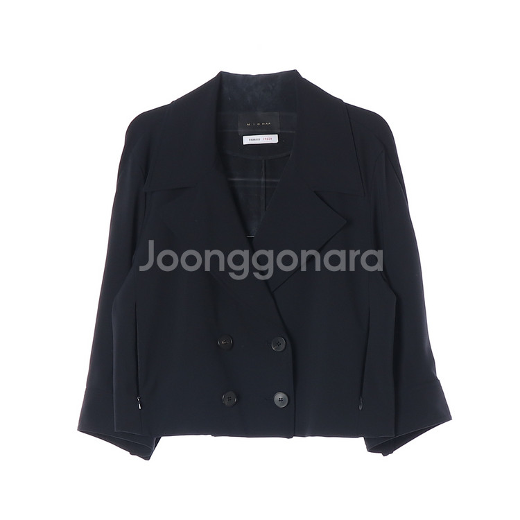 [S]미샤 24FW 블랙 숏 트렌치 자켓 더블브레스티드--0