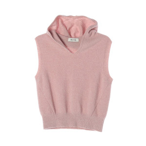 [S]마인 울캐시미어100% 핑크 민소매 후드 니트 베
