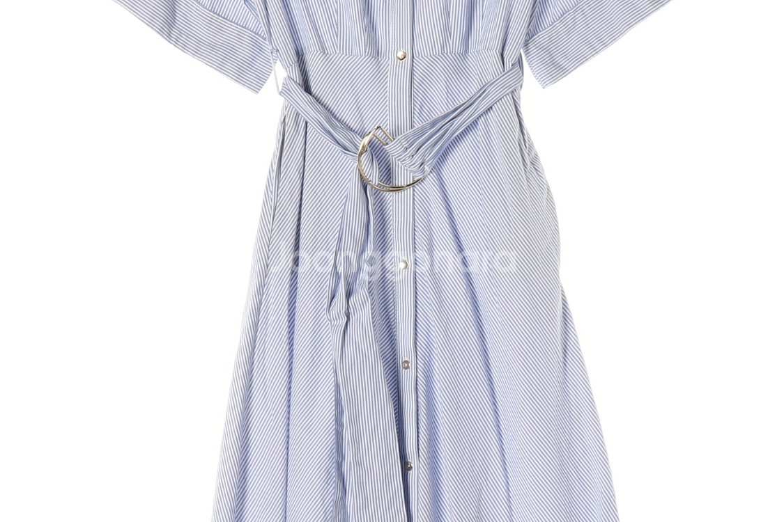 [S]자라 스카이블루 롤업 반팔 롱 셔츠원피스--2