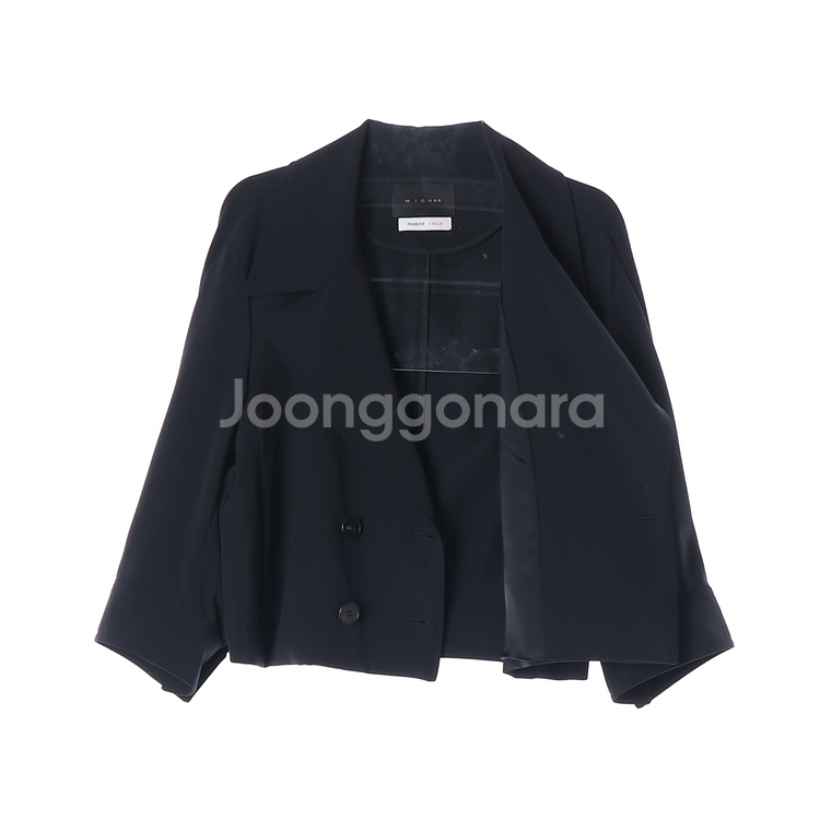 [S]미샤 24FW 블랙 숏 트렌치 자켓 더블브레스티드--3