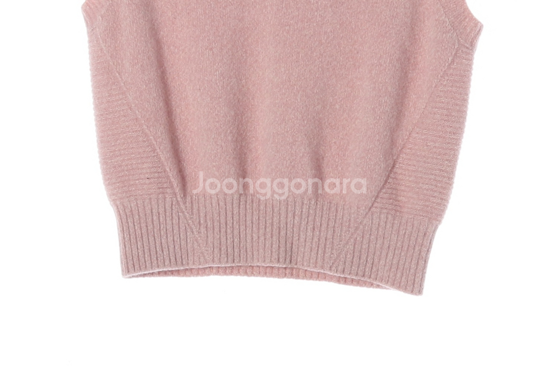 [S]마인 울캐시미어100% 핑크 민소매 후드 니트 베--3