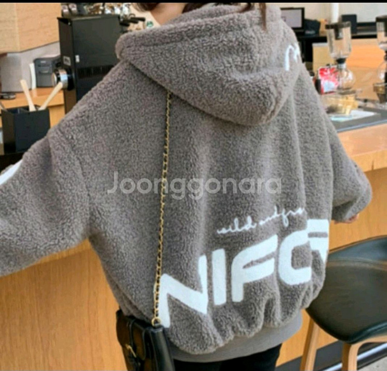 오버핏 양털 뽀글이 후드 집업 XL 66~77--2