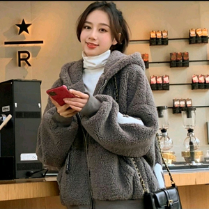 오버핏 양털 뽀글이 후드 집업 XL 66~77