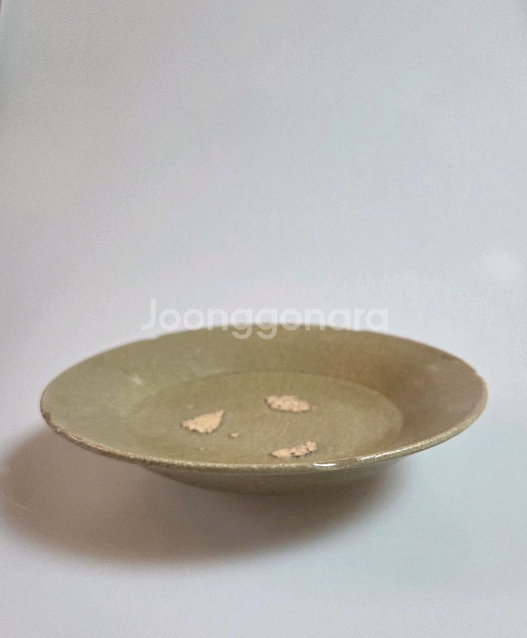 고미술품 고려시대 황청자 화형접시--0