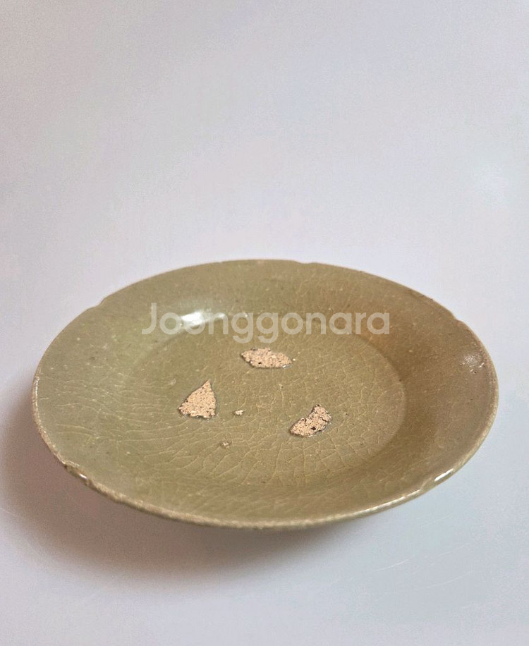 고미술품 고려시대 황청자 화형접시--1