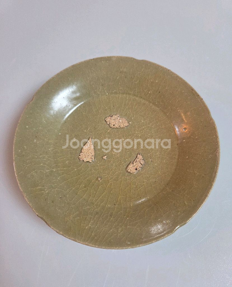 고미술품 고려시대 황청자 화형접시--2
