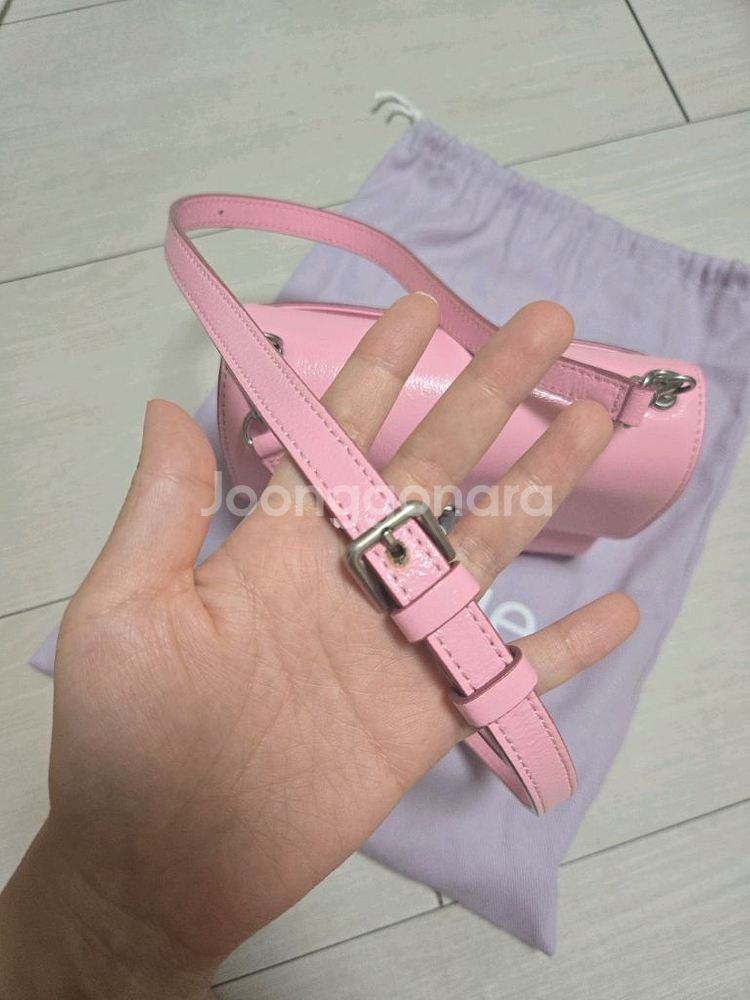 분크 바게트 미니 가방 (핑크)--5