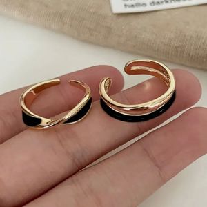 골드/블랙 오픈링 반지 1+1 세트 남녀공용