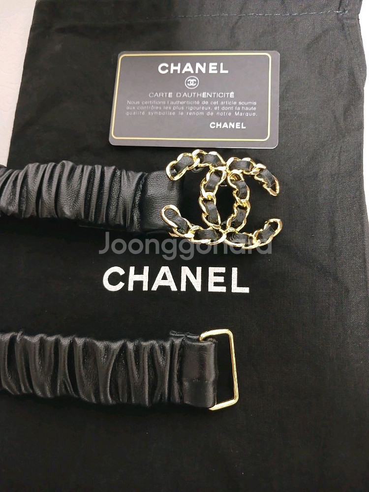 샤넬 CC 로고 주름 여성벨트 정품--1