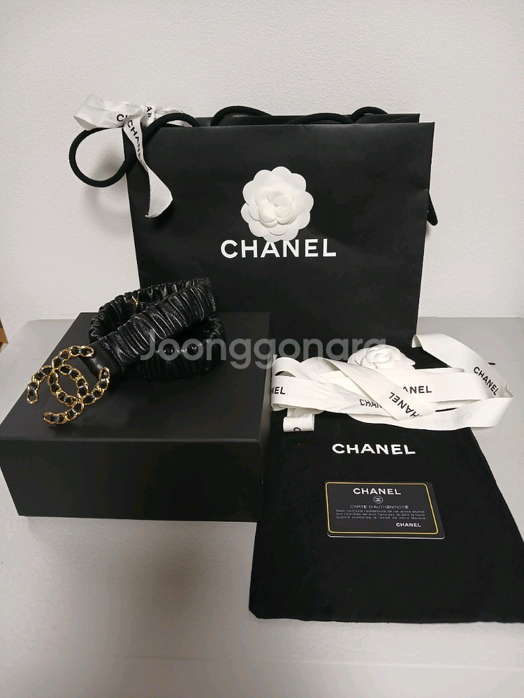 샤넬 CC 로고 주름 여성벨트 정품--0