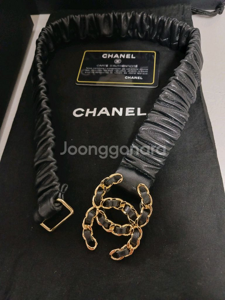 샤넬 CC 로고 주름 여성벨트 정품--4