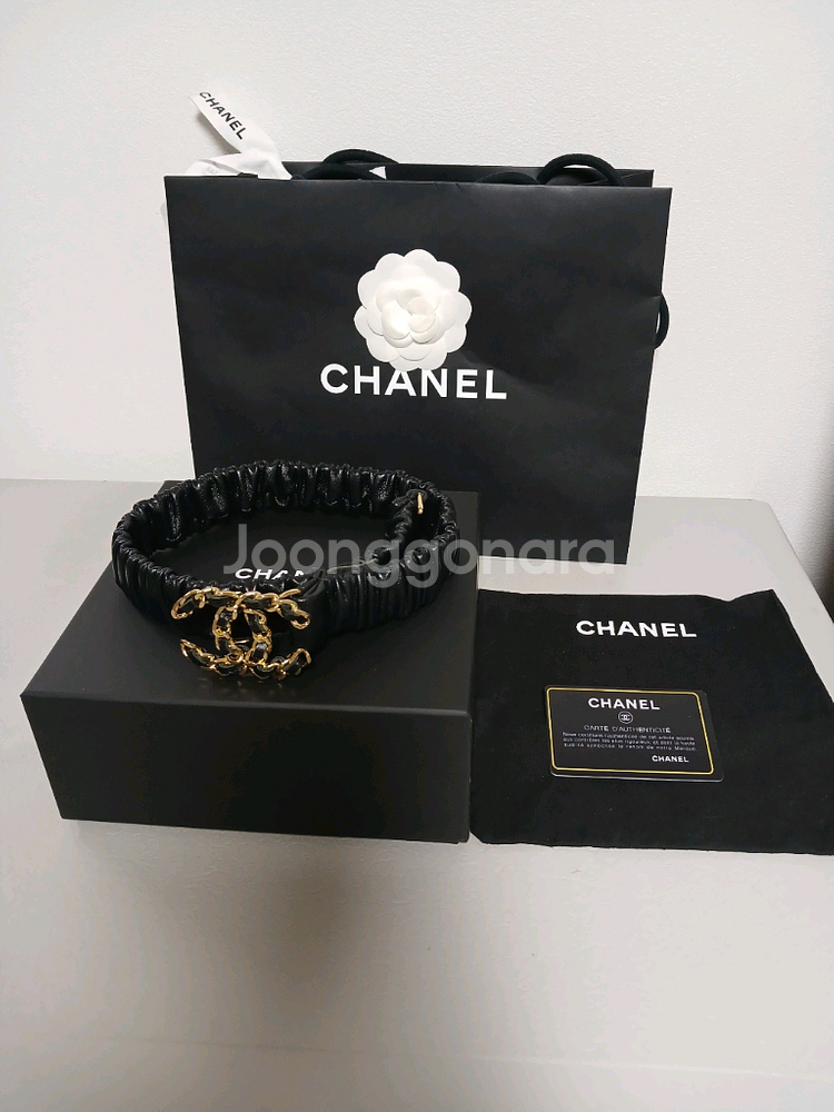 샤넬 CC 로고 주름 여성벨트 정품--6