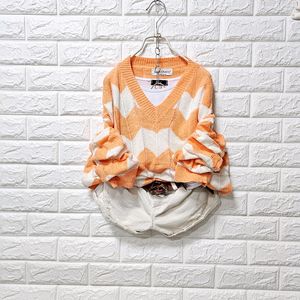 오렌지쉐브론니트