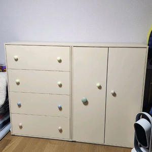 리바트 달콤크림빵 꼼므 키즈 옷장 & 서랍장 세트