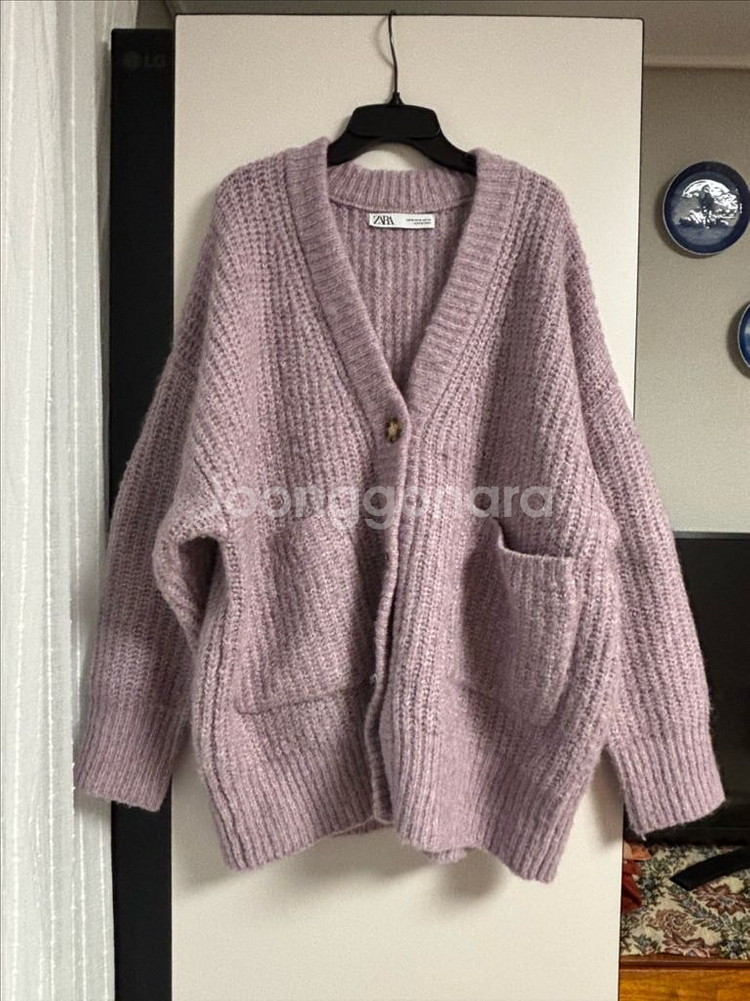 자라 루즈핏 라벤더 칼라 M 가디건--0