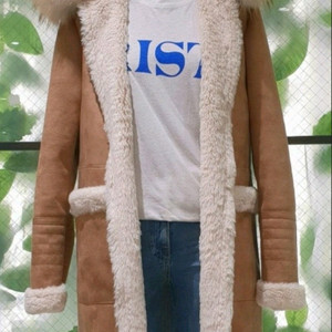 듀엘 후드무스탕 롱무스탕