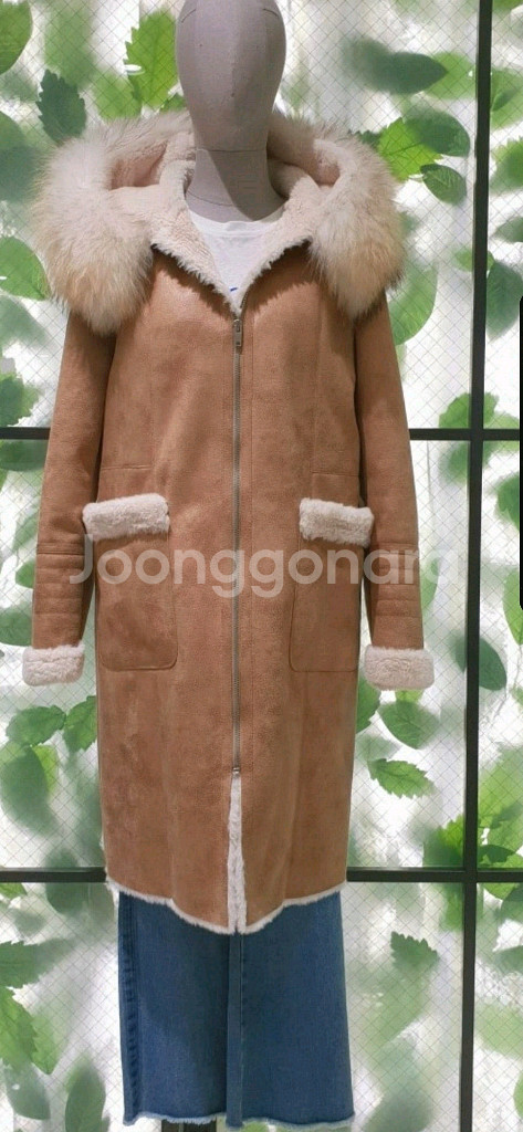 듀엘 후드무스탕 롱무스탕--1