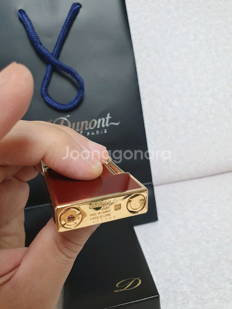 새상품 듀퐁라이터 라인2 ca15576 마룬래커 금장--6