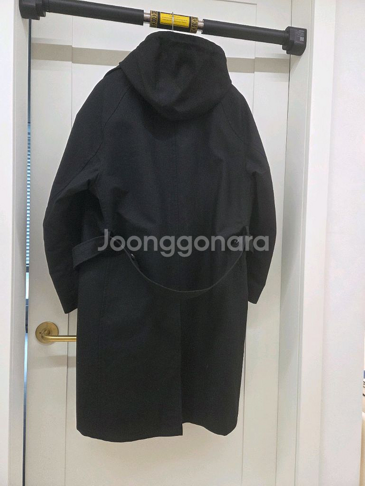 질스튜어트 뉴욕 남성 다크버건디 롱 후드 트렌치 코트--6