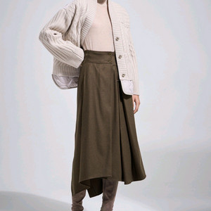 시스템 니트패딩 자켓 울스커트 세트