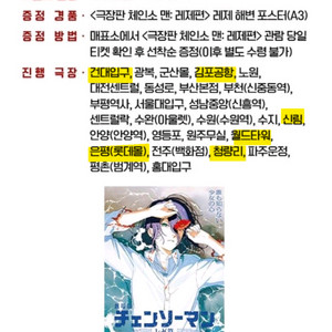 롯데시네마 1회차 티켓들 레제 포스터 수령 체인소맨