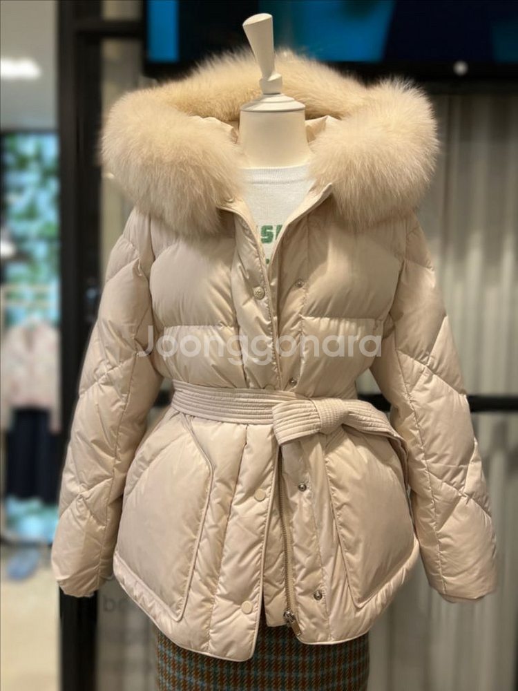 듀엘 폭스퍼 구스 숏패딩 아이보리--0