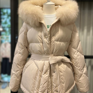 듀엘 폭스퍼 구스 숏패딩 아이보리