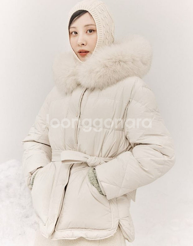 듀엘 폭스퍼 구스 숏패딩 아이보리--3