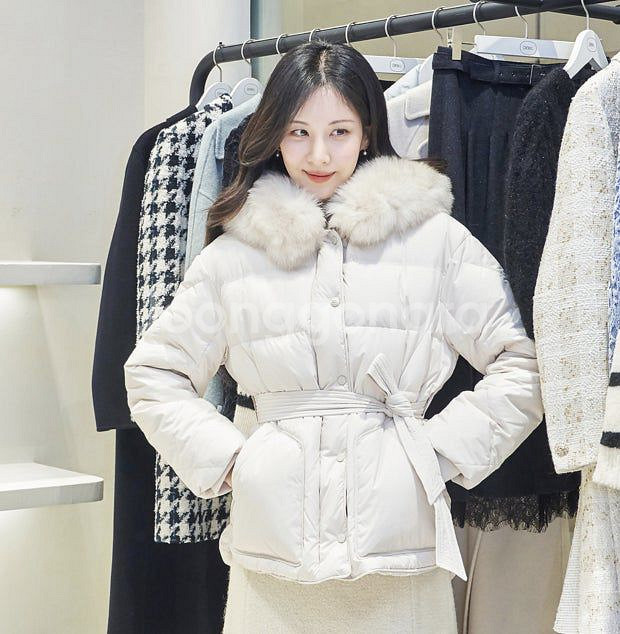 듀엘 폭스퍼 구스 숏패딩 아이보리--4