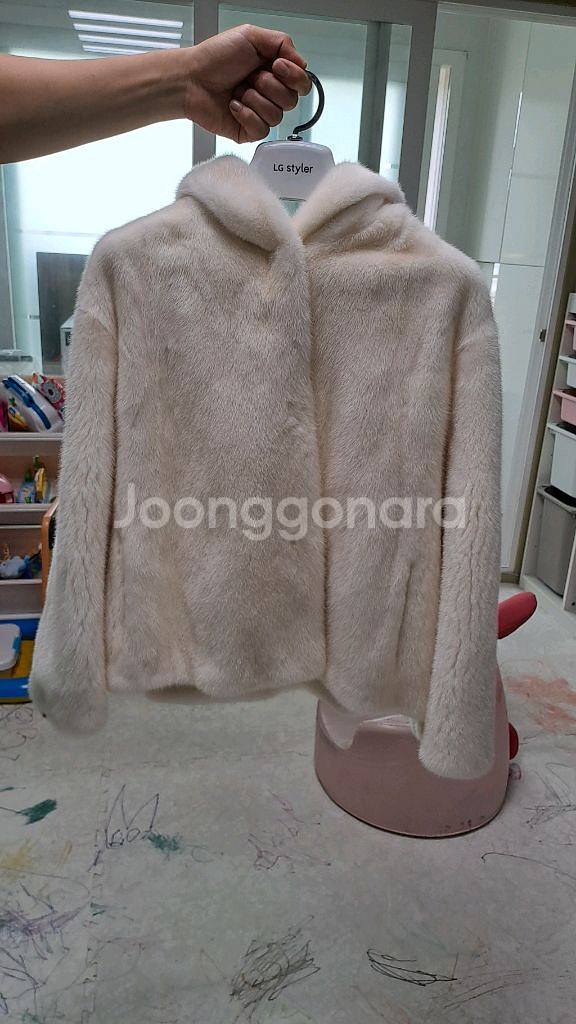 후드 밍크코트, 민트색 밍크코트--1