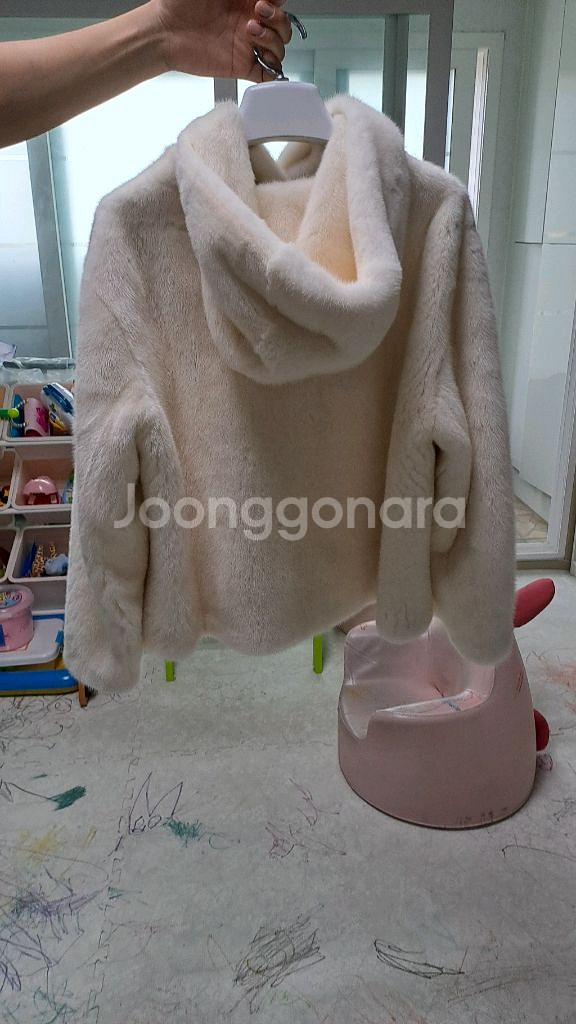 후드 밍크코트, 민트색 밍크코트--0