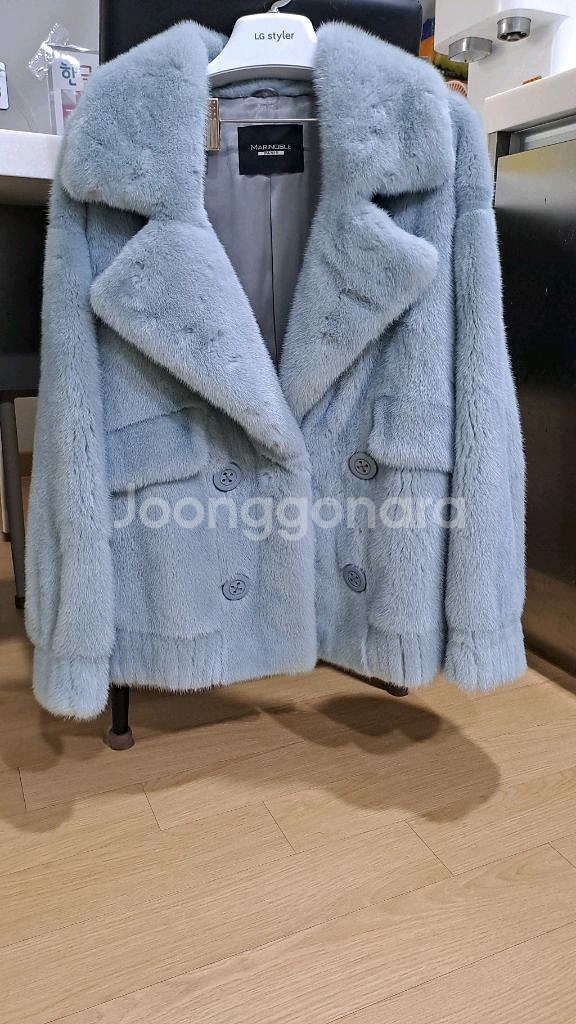 후드 밍크코트, 민트색 밍크코트--5