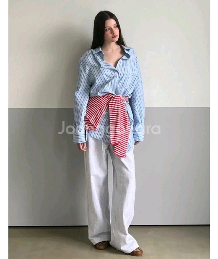 에비뉴 언발 스트라이프 셔츠 - 소라,프리--1