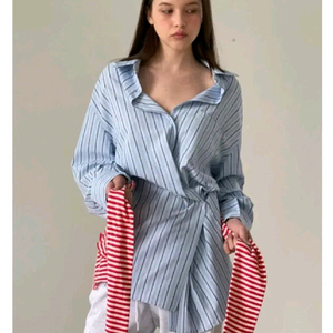 에비뉴 언발 스트라이프 셔츠 - 소라,프리