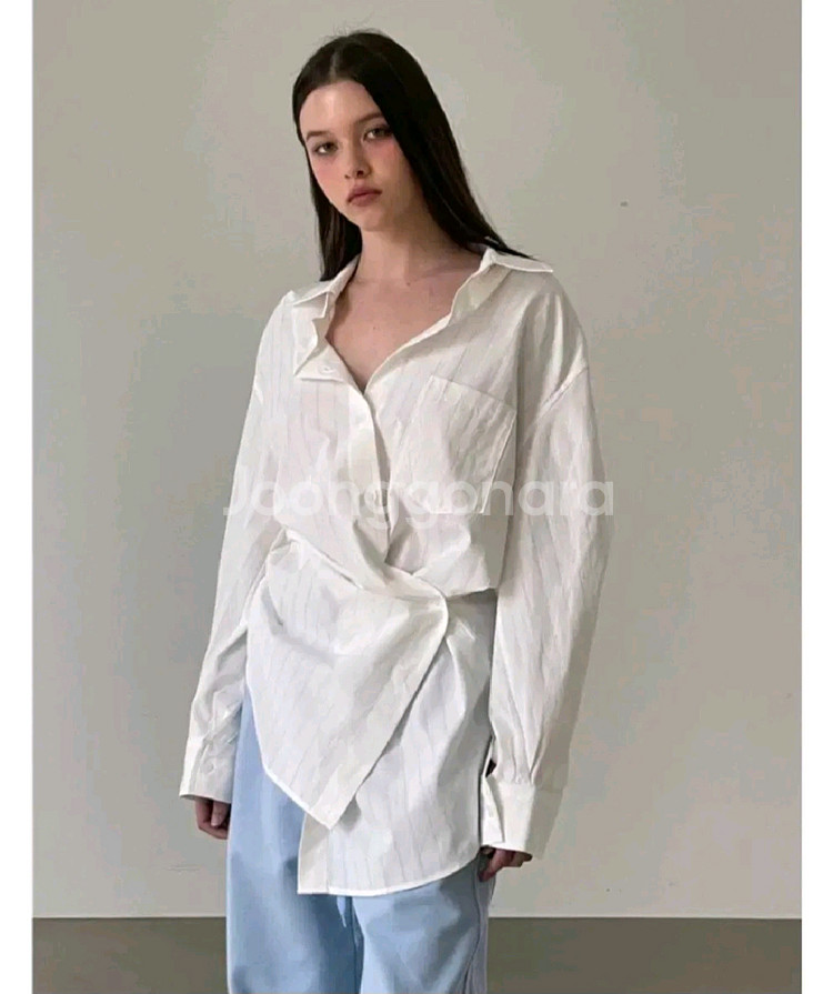 에비뉴 언발 스트라이프 셔츠 - 소라,프리--5