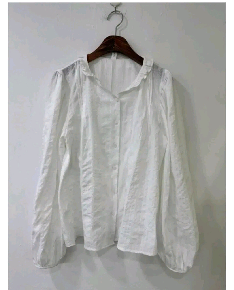 프릴 핀턱 블라우스 - 아이보리--6