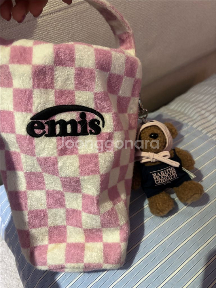 이미스 테리 체커보드 파우치 핑크 emis--1