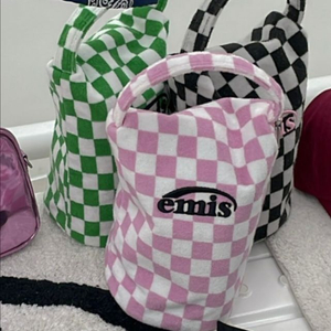 이미스 테리 체커보드 파우치 핑크 emis