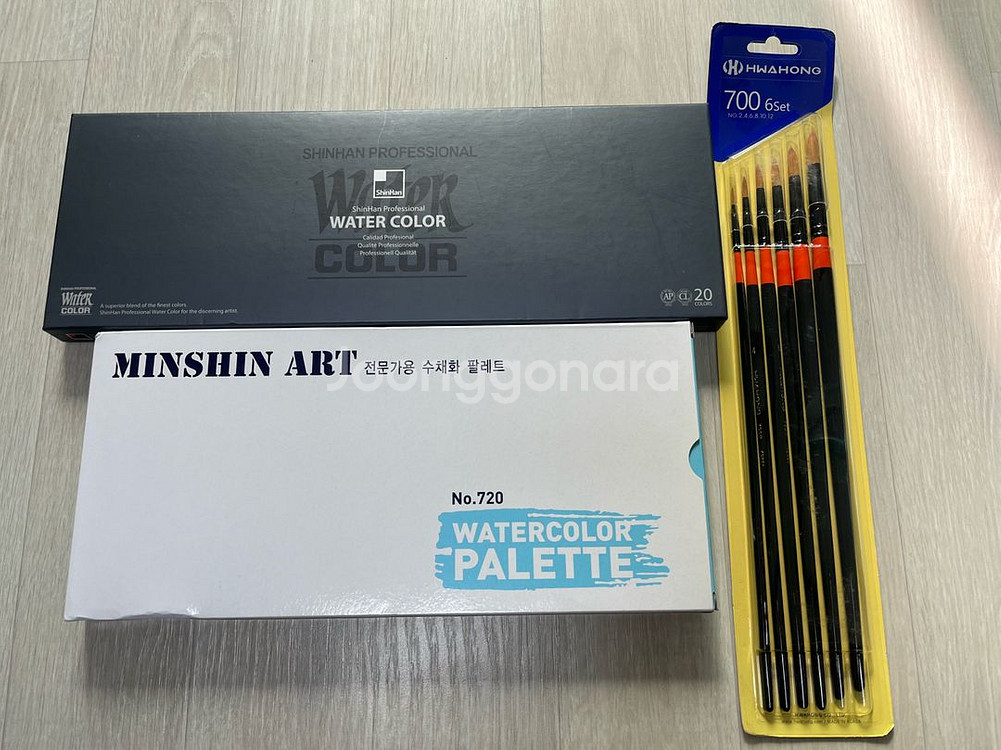 (새상품) 신한 물감/팔레트/화홍 붓 전문가용 수채화--0