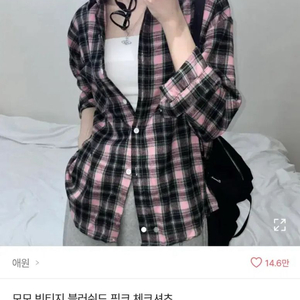 빈티지 핑크 체크셔츠 (새상품)